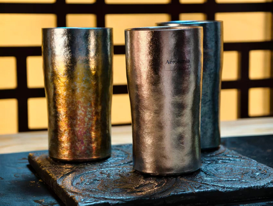 Artisan Pure Titanium Tumbler – Flame-Finished Premium Drinking Cup