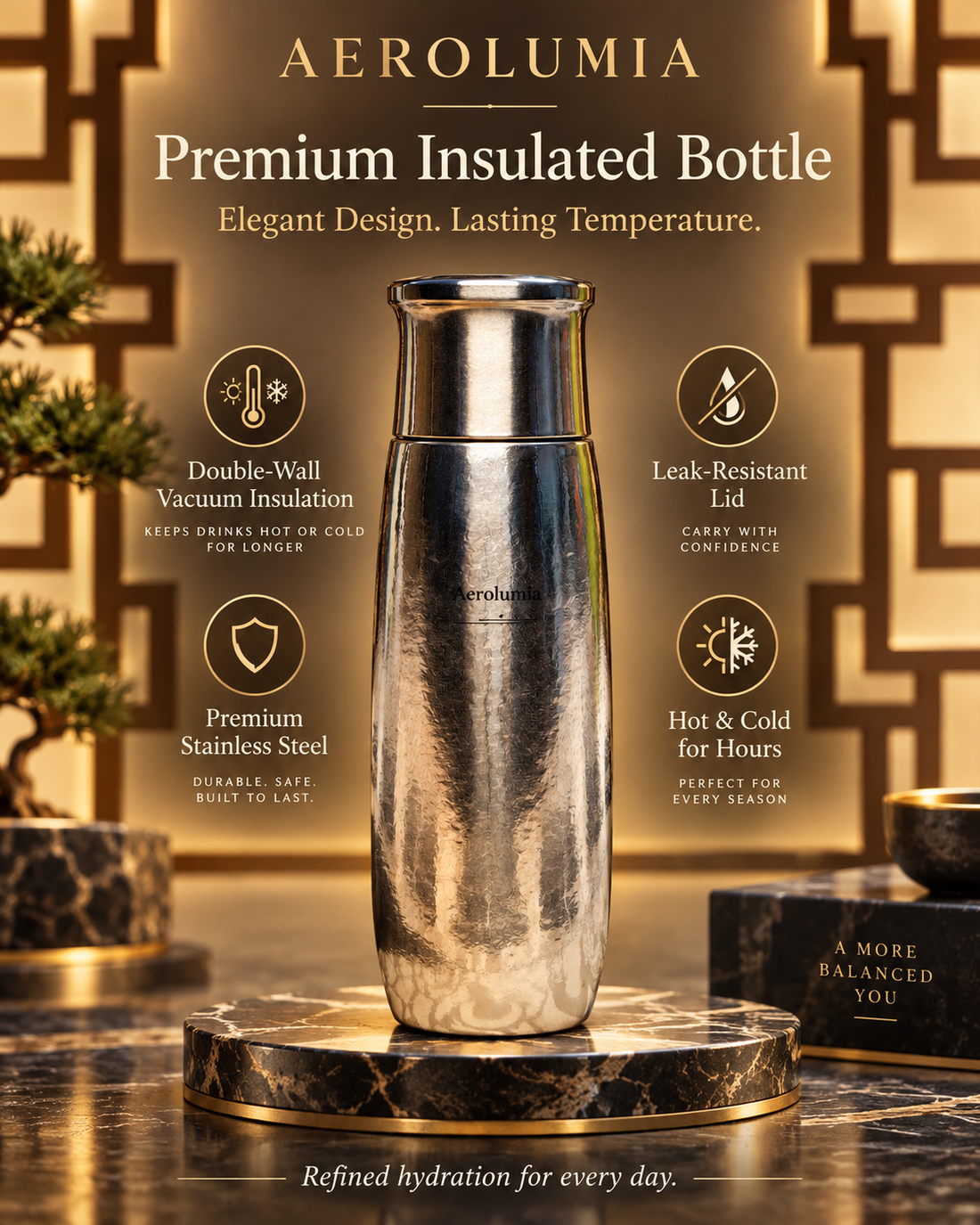 Premium Insulated Bottle | Elegant Stainless Steel Vacuum Flask for Everyday Hydration