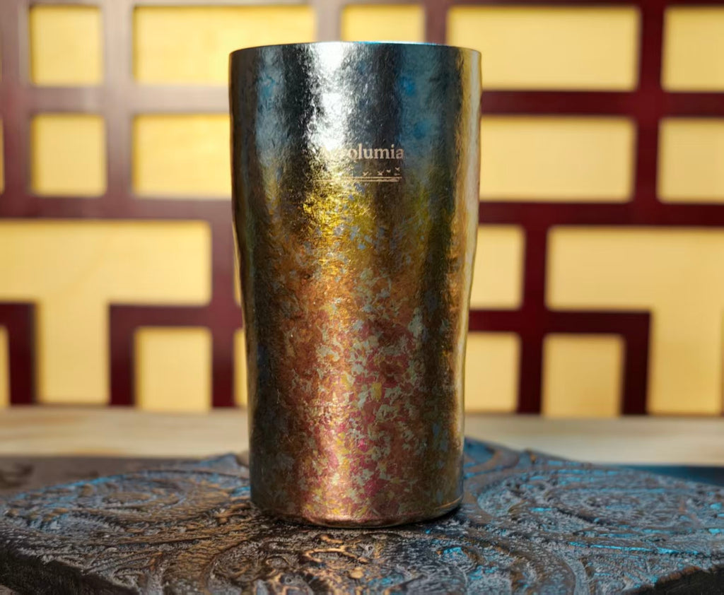 civil and military Artisan Pure Titanium Tumbler – Unique Flame-Finished Drinking Cup