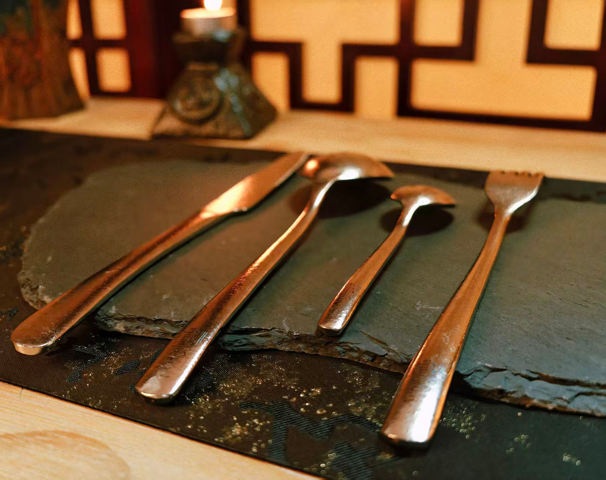 Premium Pure Titanium Cutlery Set – Lightweight 4-Piece Tableware