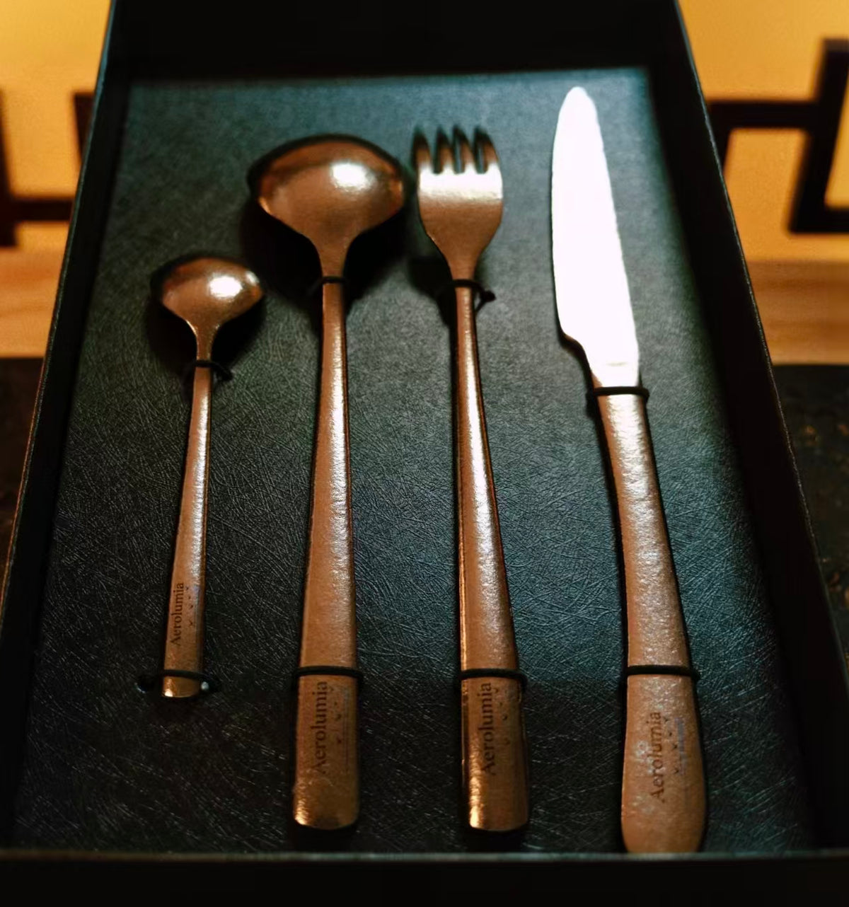 Premium Pure Titanium Cutlery Set – Lightweight 4-Piece Tableware